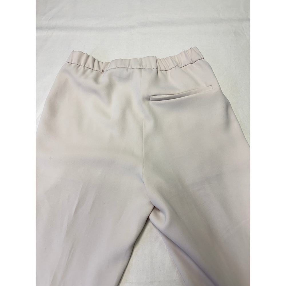 Theory Beige Wide Leg Pintuck Trousers Elastic Waist Side Zip Size 000 W24 L25 - Picture 6 of 11